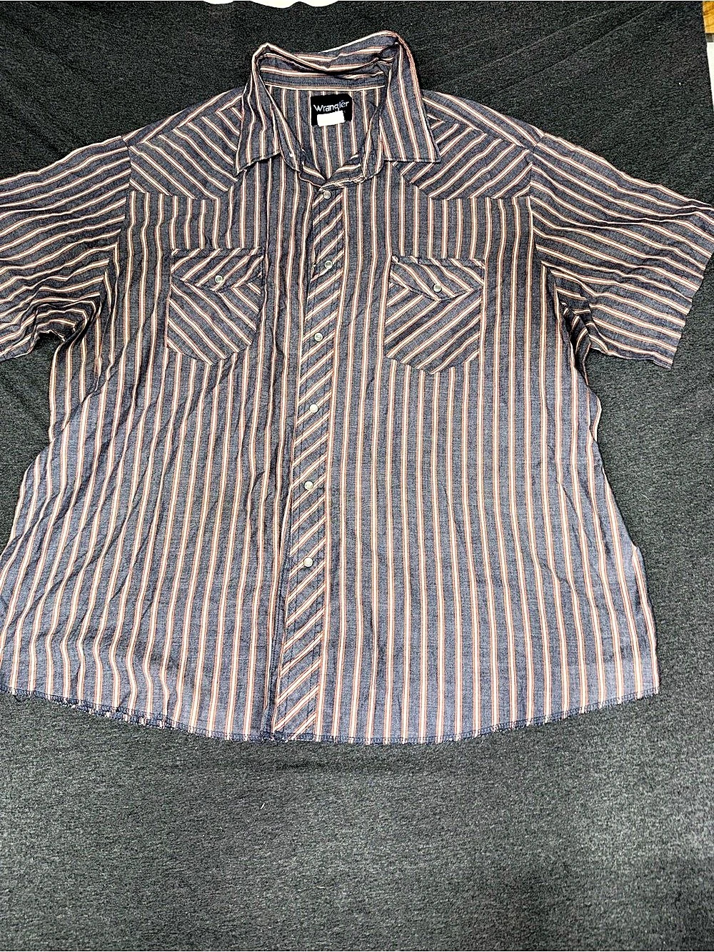 Wrangler Western Shirts Striped Shirt in Blue & Orange Size 2XL
